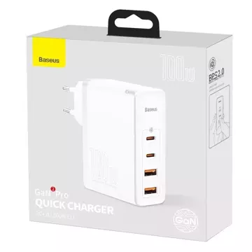 Rýchla nabíjačka Baseus GaN2 Pro 100 W USB / USB Type C Quick Charge 4 Power Delivery biela (CCGAN2P-L02)