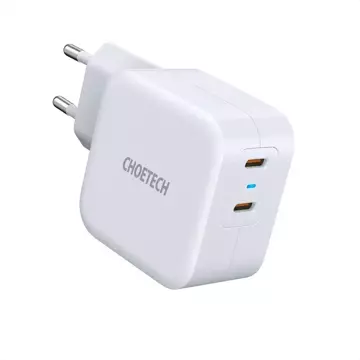 Rýchla nástenná nabíjačka Choetech 2x USB typ C napájanie 40 W 3A biela (PD6009-EU)