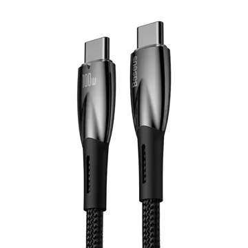 Rýchlonabíjací kábel Baseus Glimmer Series USB-C 480 Mb/s PD 100 W 2 m čierny