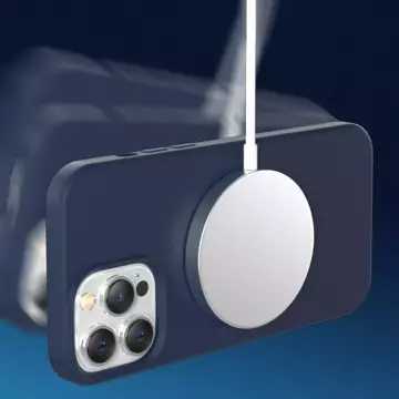 Silikónový magnetický kryt Kingxbar série PQY pre iPhone 13 Pro Silikónový kryt modrý (kompatibilný s MagSafe)