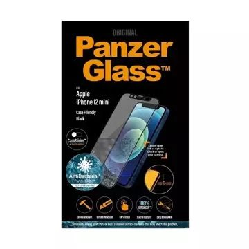 Sklo PanzerGlass E2E Microfracture do iPhone 12 Mini 5,4" Puzdro CamSlider Friendly Antibakteriálne czarny/čierne