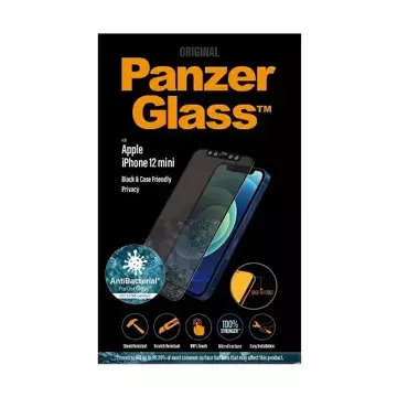 Sklo PanzerGlass E2E Super pre iPhone 12 Mini Case Friendly Antibakteriálne mikrofraktúry Ochrana osobných údajov čierna/čierna