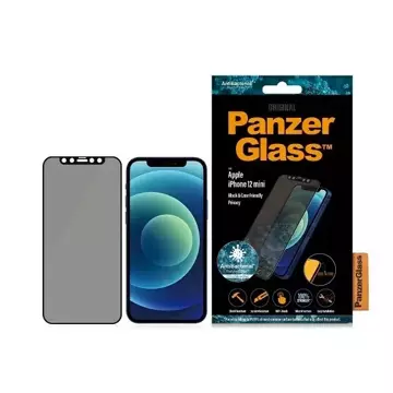 Sklo PanzerGlass E2E Super pre iPhone 12 Mini Case Friendly Antibakteriálne mikrofraktúry Ochrana osobných údajov čierna/čierna