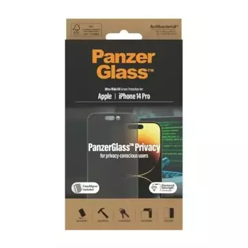 Skło PanzerGlass Ultra-Wide Fit pre iPhone 14 Pro 6,1" Ochrana súkromia Antibakteriálne Jednoduché zarovnávanie Vrátane P2784