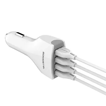 Somostel SMS-A66 Quick Charge QC 3.0 3A 4X USB nabíjačka do auta biela