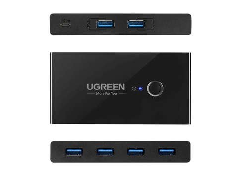 Spínacia skrinka UGreen HUB KVM USB 2x4 USB 3.0