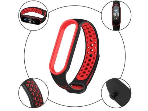 Športový remienok Alogy band pre Xiaomi Mi Band 5/6 čierno-červený