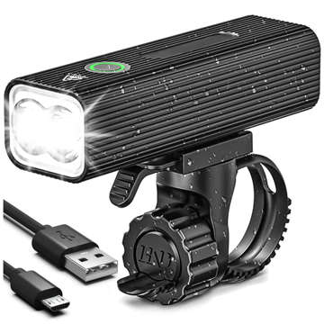 Svetlo na bicykel Predné LED predné svetlo Osvetlenie na bicykel Vodotesné IPX5 Alogy P12 Bike Light Black