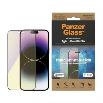 Szkło PanzerGlass Ultra-Wide Fit pre iPhone 14 Pro Max 6,7" Ochrana obrazovky Antibakteriálne Jednoduché zarovnanie Zahrnuté Anti-modré svetlo 2794