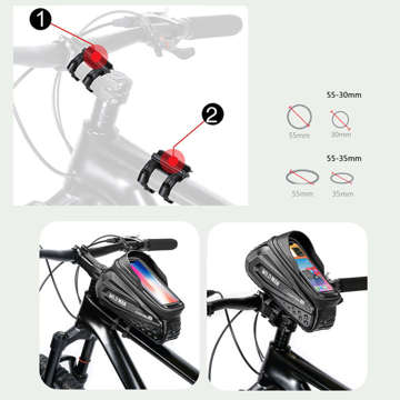 Taška na bicykel Wildman Front Frame Taška na bicykel ES10X držiak na riadidlá na telefón 1,2l Čierna