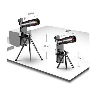 Teleskop s objektívom telefónu Spotting Scope Alogy statív Monokulárny statív s 28-násobným priblížením Držiak telefónu čierny