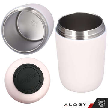 Termoska s výlevkou a slamkou na kávu, čaj yerba mate, 360ml, vákuová fľaša Alogy, Steel Pink, Umývacia kefka