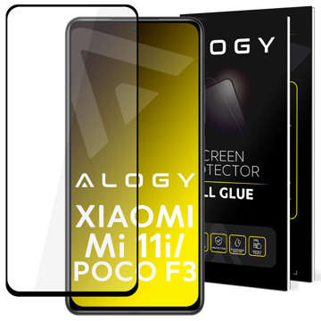 Tvrdené sklo Alogy Full Glue pre puzdro priateľské k puzdru pre Xiaomi Poco F3 / Mi 11i Black