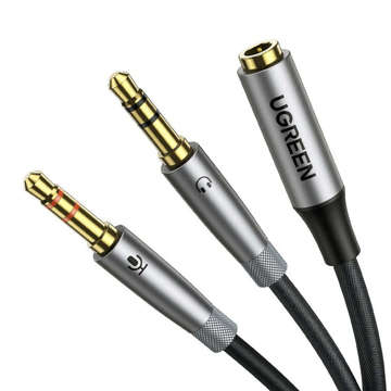 UGREEN AV192 AUX audio rozdeľovač slúchadiel mikrofón na 3,5 mm mini jack kábel (sivý)