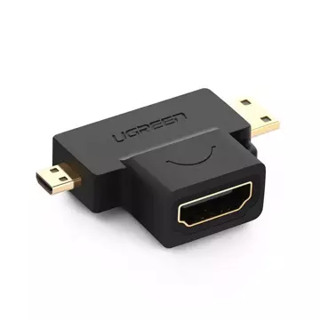 UGREEN adaptér z HDMI typu A (samica) na mini HDMI (samec) / micro HDMI (samec) čierny (20144)