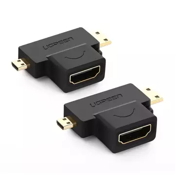 UGREEN adaptér z HDMI typu A (samica) na mini HDMI (samec) / micro HDMI (samec) čierny (20144)