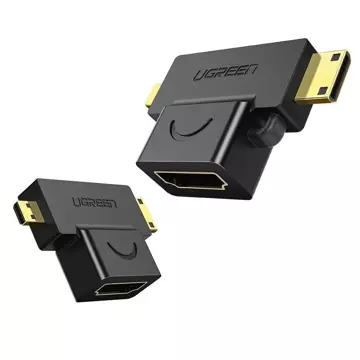 UGREEN adaptér z HDMI typu A (samica) na mini HDMI (samec) / micro HDMI (samec) čierny (20144)