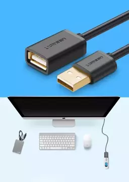 UGREEN kábel USB (samica) - USB (samec) adaptérový kábel 2m čierny (10316)