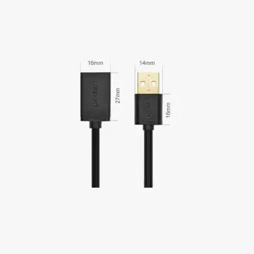 UGREEN kábel USB (samica) - USB (samec) adaptérový kábel 2m čierny (10316)