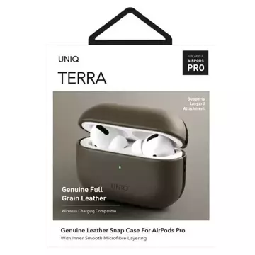 UNIQ Ochranné puzdro na slúchadlá Terra Case pre Apple AirPods Pro Genuine Leather olivová/olivová