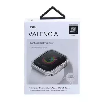 UNIQ etui Valencia Apple Watch Series 4/5/6/SE 40 mm. srebrny/titánové striebro