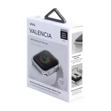 UNIQ etui Valencia Apple Watch Series 4/5/6/SE 40 mm. srebrny/titánové striebro