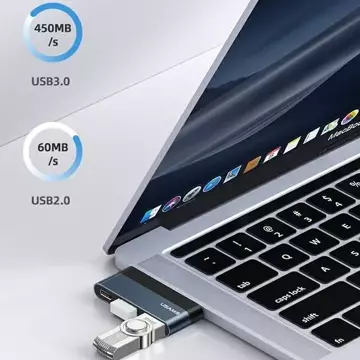 USAMS Adaptér HUB USB 3.0/USB-C/Micro SD száry/sivá SJ491HUB01 (US-SJ491)