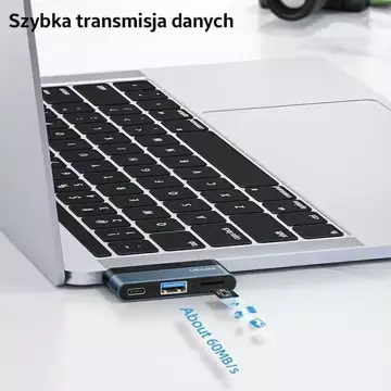 USAMS Adaptér HUB USB 3.0/USB-C/Micro SD száry/sivá SJ491HUB01 (US-SJ491)