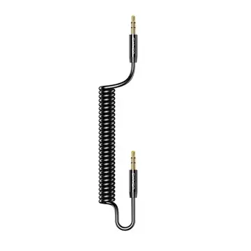 USAMS Adaptér Spring audio jack 3,5 mm -3,5 mm 1,2 m čierny/čierny SJ256YP01 (US-SJ256)