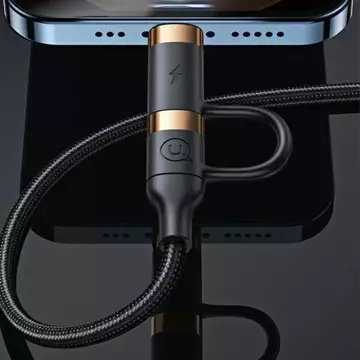 USAMS Pletený kábel U62 2xUSB-C/USB-A /lightning 1,2m PD Fast Charge čierny