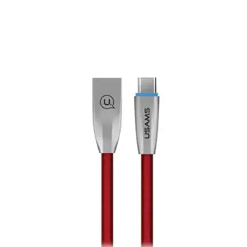 USAMS U-Light USB-C opletený kábel 1,2m červený