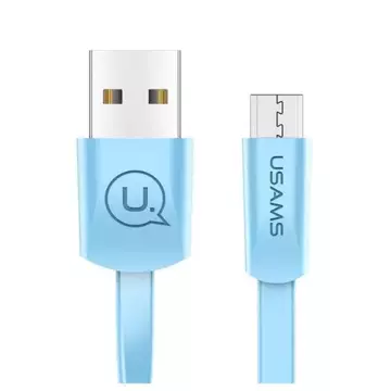 USAMS U2 microUSB plochý kábel 1,2m modrý