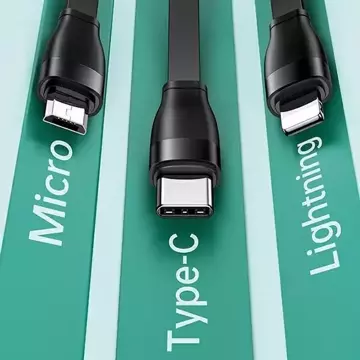 USAMS kábel U69 3w1 1m čierny/čierny (lightning/microUSB/USB-C)