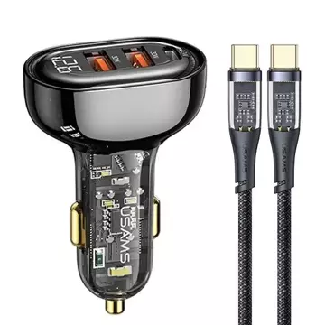 USAMS nabíjačka do auta 2xUSB 1xUSB-C 80W kábel USB-C s rýchlym nabíjaním - USB-C BXLACCTC01