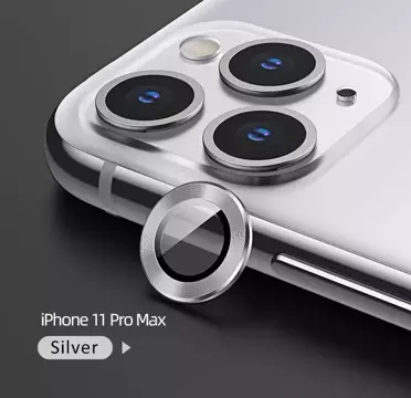 USAMS sklo objektívu fotoaparátu pre iPhone 11 Pro Max kovový krúžok BH573JTT03 (US-BH573) strieborný/strieborný