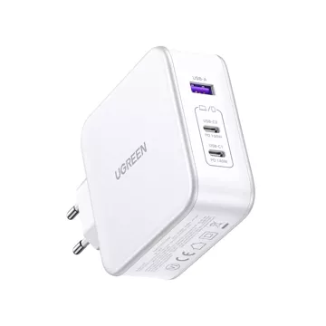 Ugreen Nexode GaN sieťová nabíjačka USB-A/2xUSB-C 140W kábel USB-C 1,5m - biely