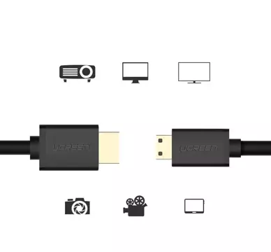 Uzelený kábel HDMI kábel - mini HDMI 19 pin 2.0v 4K 60Hz 30AWG 1.5m čierny (11167)