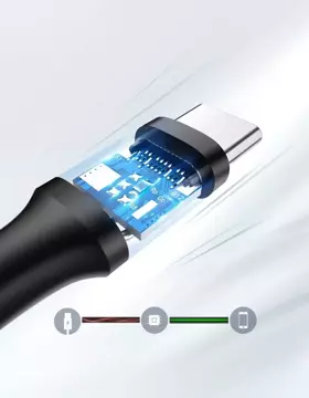 Uzelený kábel USB – USB typu C 2 A 1m čierny (60116)