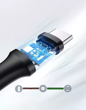 Uzelený kábel USB – USB typu C 2 A 2 m čierny (60118)