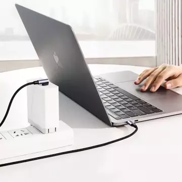 Uzelený uhlový kábel USB Typ C - USB Typ C Napájanie 60 W 20 V 3 A 2 m čierno-sivý kábel (US255 50125)