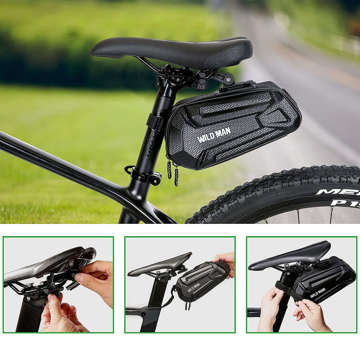 Wildman Bicycle Saddle Bag XT7 Pouch taška na bicykel držiak na sedadlo na bicykel 1,2l Čierna