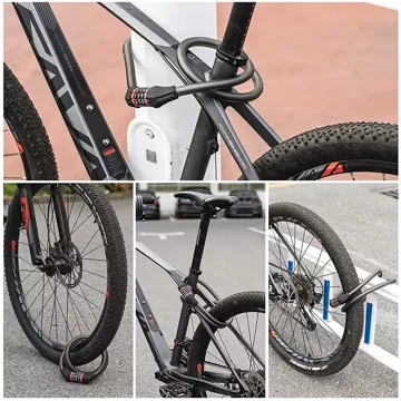 Zámok na bicykel Rockbros RKS507-1BK s kombináciou 1,8 m - čierny