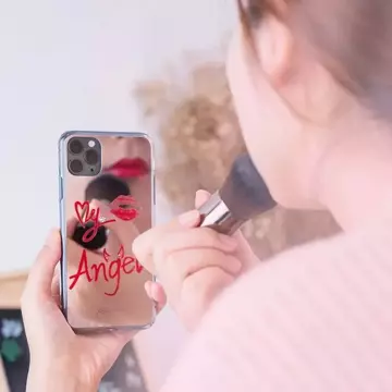 Zrkadlové puzdro Kingxbar Angel zdobené originálnymi kryštálmi Swarovski iPhone 11 Pro Max zrkadlovo transparentné