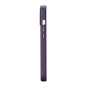 iCarer Case Kožené originálne kožené puzdro na telefón pre iPhone 14 Plus tmavo fialové (kompatibilné s MagSafe)