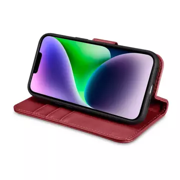 iCarer Wallet Case 2v1 kryt iPhone 14 Plus Anti-RFID kožený flipový kryt červený (WMI14220727-RD)