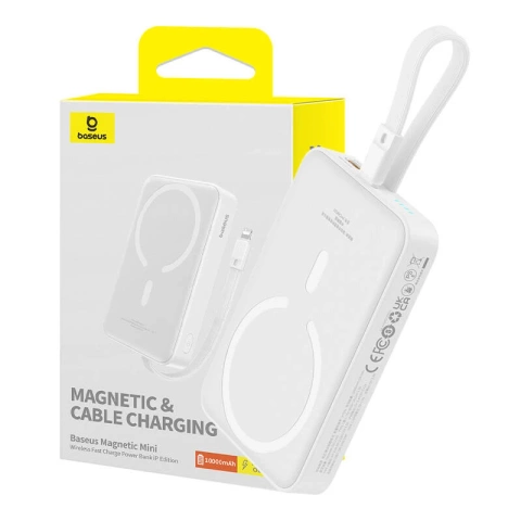 Магнітний павербанк Baseus Magnetic Mini 10000mAh, USB-C 20W MagSafe (білий)