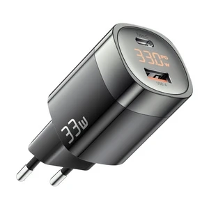 Зарядний пристрій Essager GaN, USB-A, USB-C 33 Вт, чорний, чорний