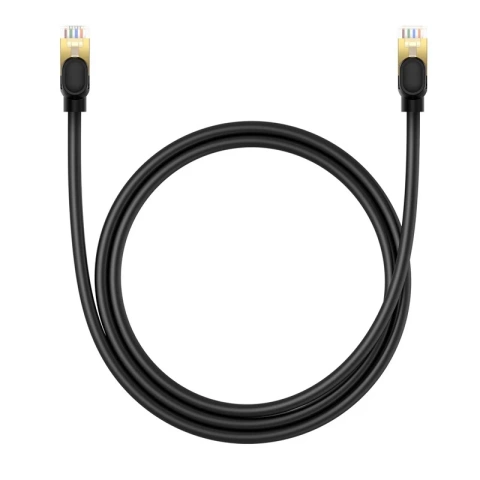 Швидкий мережевий кабель Baseus RJ-45 cat.8 40Gbps 1m круглий - чорний