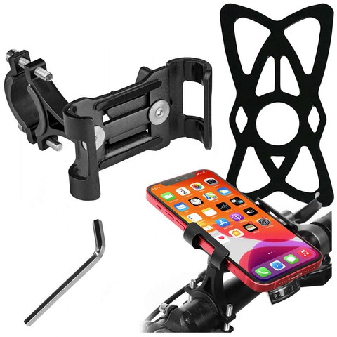 Велотримач Alogy Metal Bike Holder для телефону на кермо для велосипеда мотороллер Black Safety strap