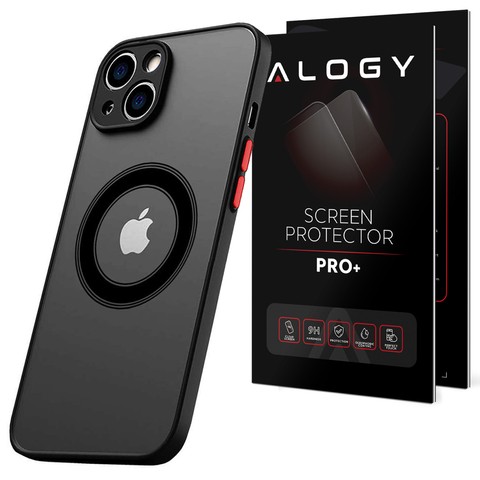 Чохол для Apple iPhone 14 Plus Alogy Hybrid Mag Case for MagSafe із захистом камери Матове чорне скло